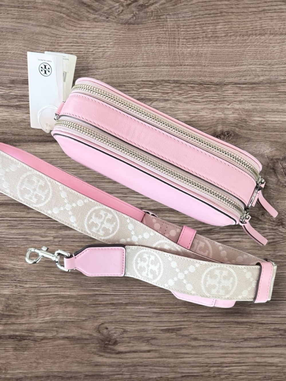 Tory Burch Mini Miller Crossbody Bag Pink Plie Leather NWT - Picture 6 of 8